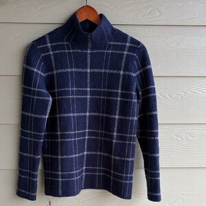 Banana Republic Dark Blue Plaid Turtleneck Sweater